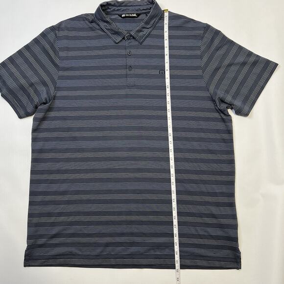 Travis Mathew Polo Shirt Mens 2XL Blue Striped Golfing Casual Preppy Adult - Picture 2 of 9